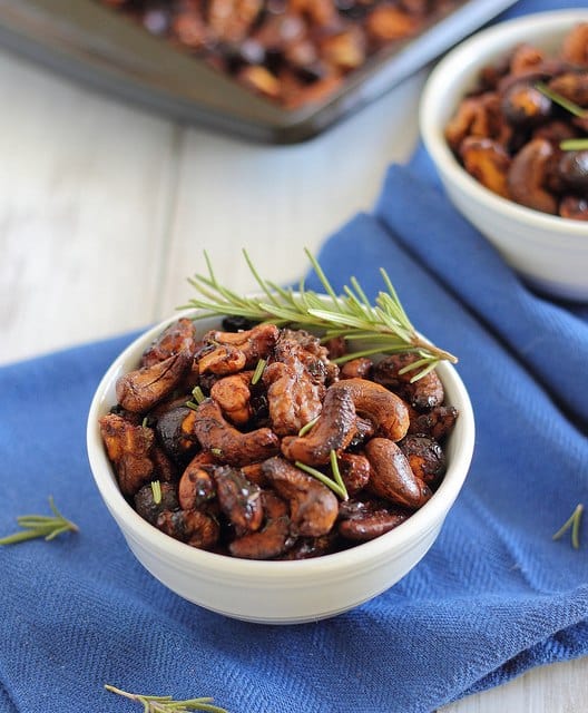 Spicy rosemary maple cider nuts