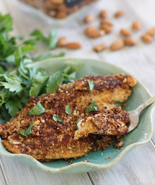 paleo dijon almond crusted tilapia