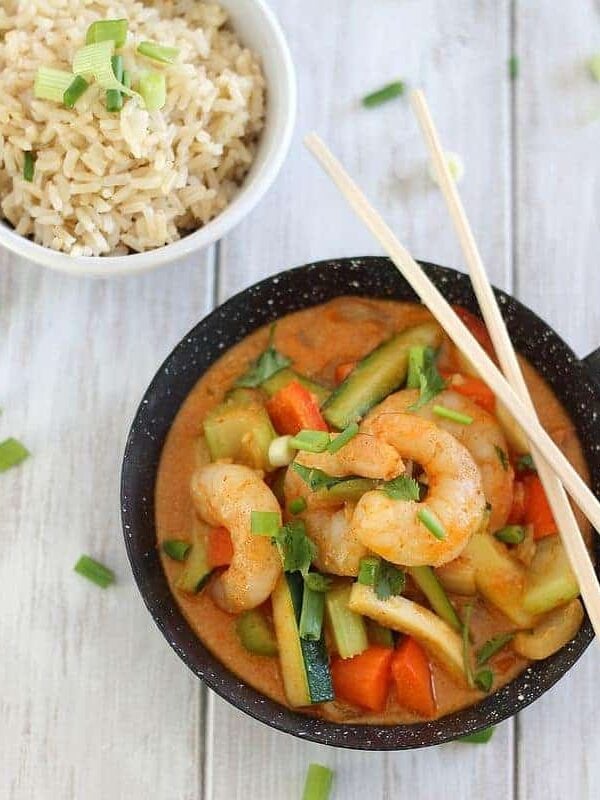 Coconut red curry shrimp