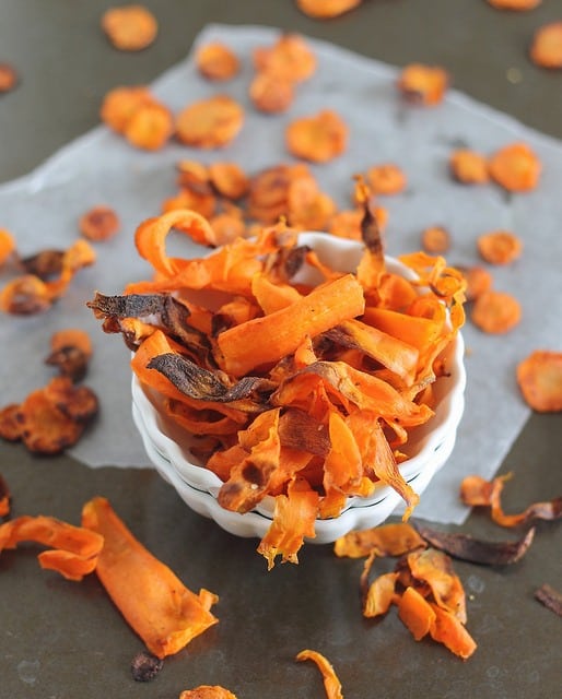Baked carrot chips are crispy, crunchy and a fun new way to eat carrots!