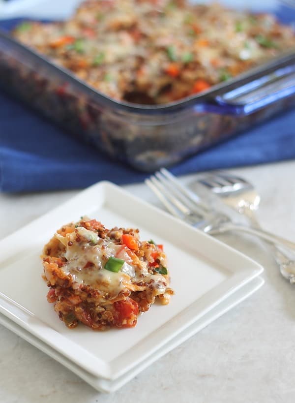 Cheddar chicken quinoa casserole is a simple bake made in no time for a healthy family meal.