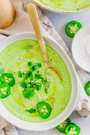 Cold avocado soup.