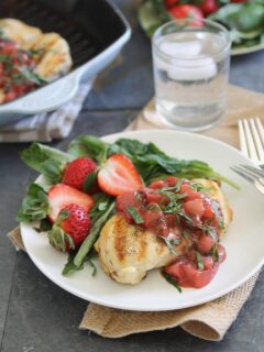 Grilled chicken with strawberry basil sauce