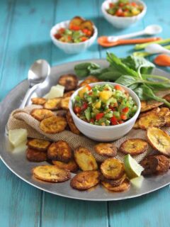 Plantain chips and salsa