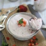 Roasted strawberry mint ice cream.