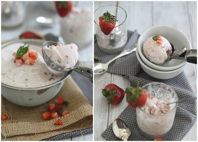 dairy free roasted strawberry mint ice cream