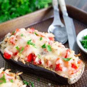 chicken cheese stuffed eggplant