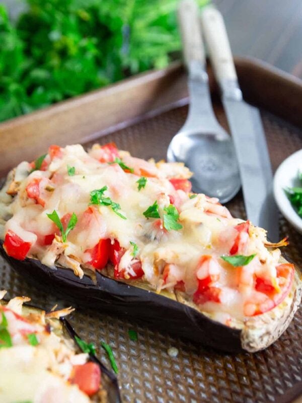 chicken cheese stuffed eggplant