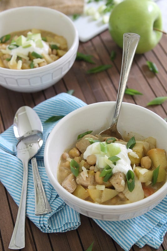 Chicken Apple Cheddar Chili - Running to the Kitchen®