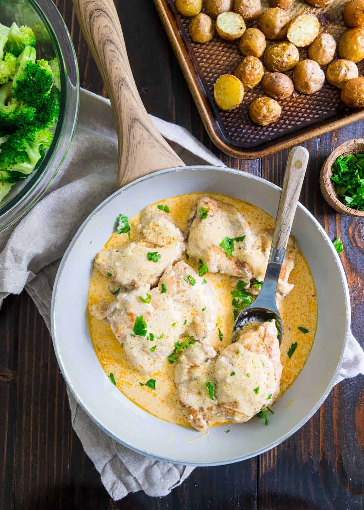 Cream cheese, butter, milk and a splash of heavy cream make this chicken recipe a delicious and decadent dinner option.