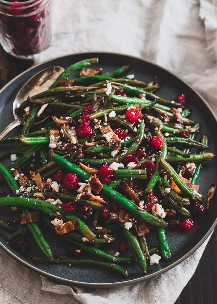 These green beans with cranberries, bacon and goat cheese are a healthy addition to your Thanksgiving table that doesn’t skimp on flavor.