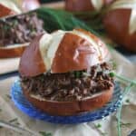 Beef carnitas sandwiches made with sweet cherry juice