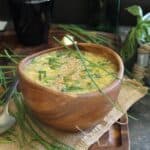 Egg drop soup with sweet corn.