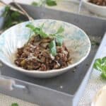 Risotto with mushrooms and leeks and made from buckwheat groats.