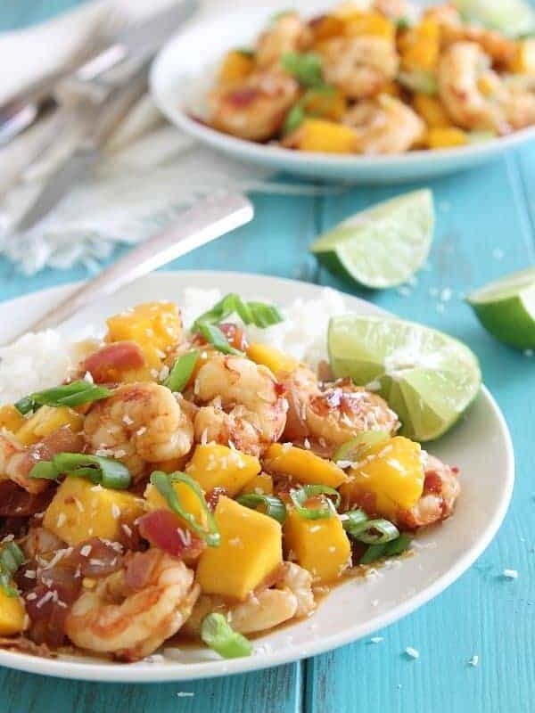 Spicy mango shrimp with rice