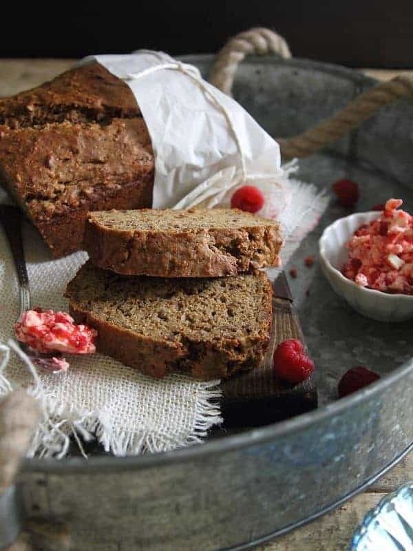 Cinnamon Sugar Banana Pecan Bread with Raspberry Butter