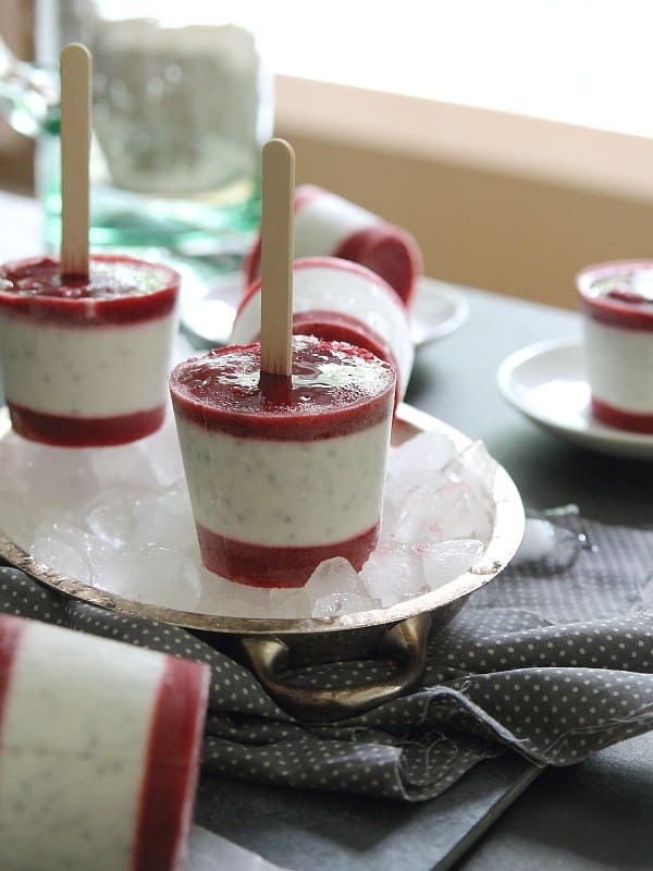 Paleo Raspberry Coconut Milk Ice Pops with Chia Seeds