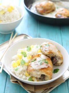 Coconut lime baked chicken with coconut mango sticky rice