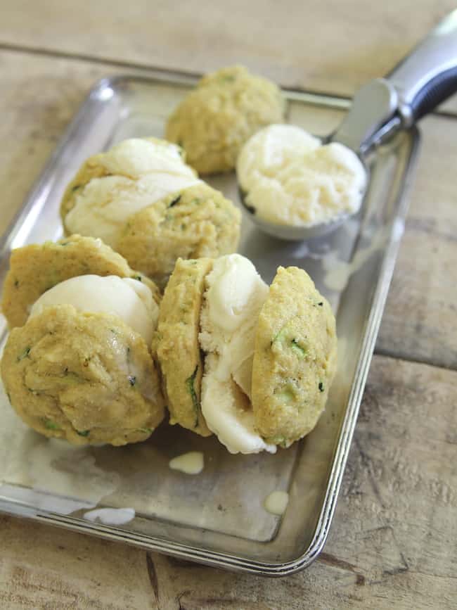 Lemon Zucchini Cookie Ice Cream Sandwiches