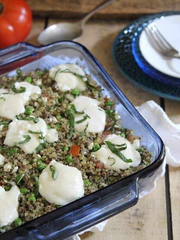 Meaty pesto quinoa bake