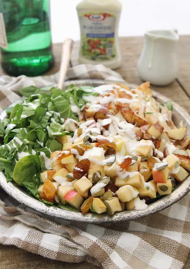 image of Blue Cheese Chicken Potato and Apple Salad recipe by Running To The Kitchen