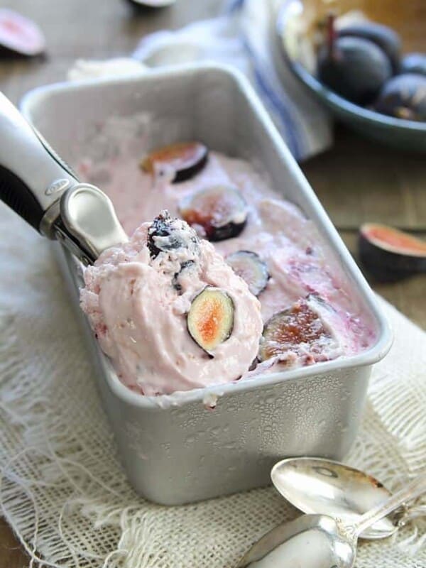 Goat cheese frozen yogurt with roasted figs