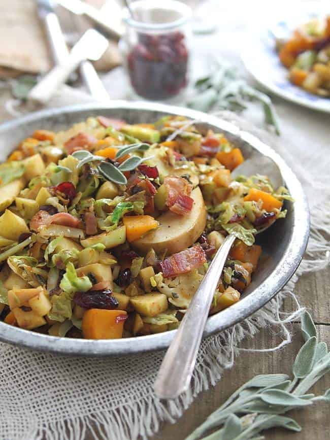 Brussels sprouts pumpkin and apple salad