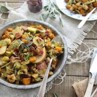 Brussels Sprouts Pumpkin and Apple Hash