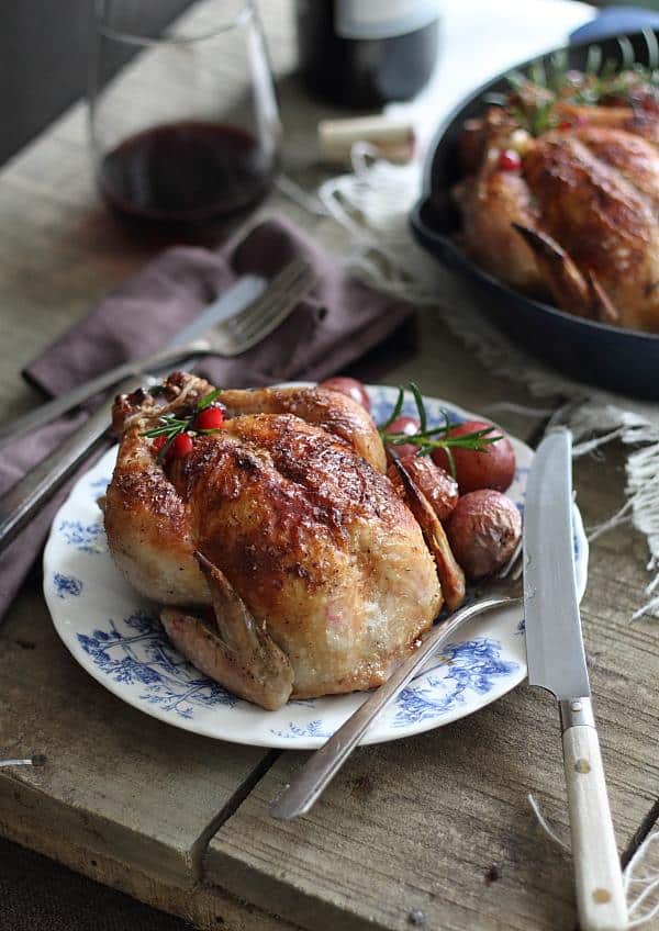 Stuffed cornish hens with cranberries and apples is a stunning meal that couldn't be easier to put together.