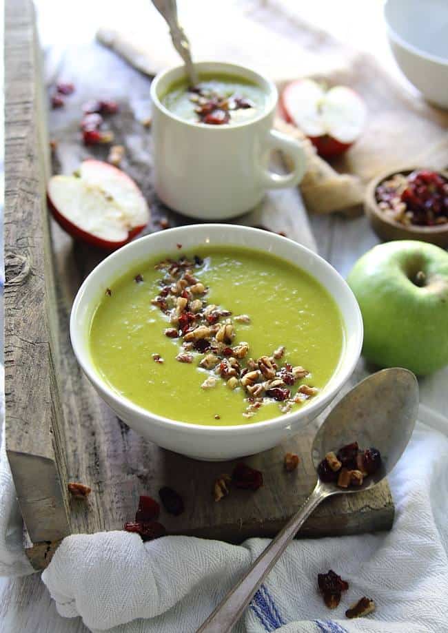 Leek apple cheddar soup