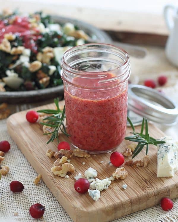 Winter Chopped Kale Salad with Cranberry Dressing