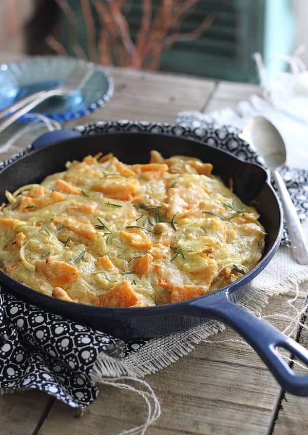 Rosemary butternut squash skillet pie. Rosemary butternut squash skillet pie.