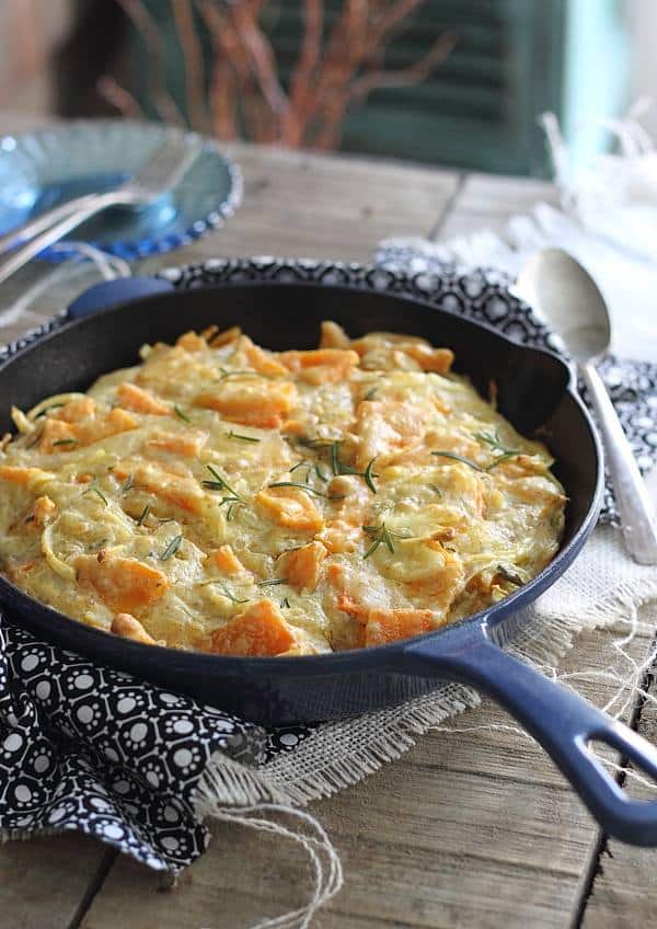 Rosemary butternut squash skillet pie.