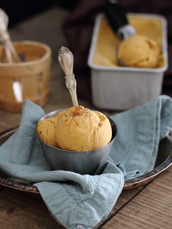 Sweet potato cinnamon ice cream with cream cheese