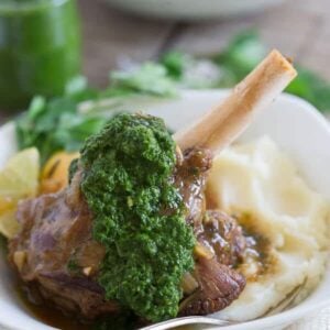 Citrus braised lamb shanks.