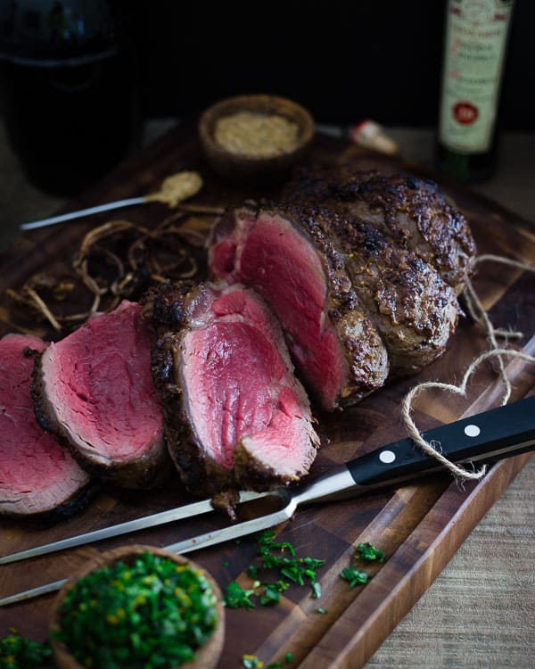 Perfectly cooked balsamic dijon beef tenderloin roast is the BEST holiday dinner out there. Simple and elegant.
