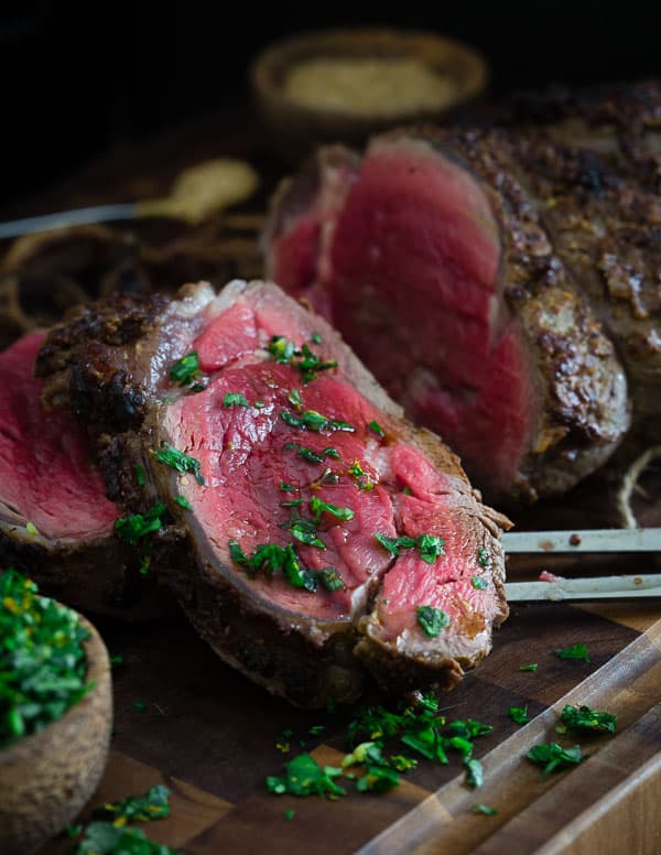 Looking for the perfect Valentine's Day dinner? This balsamic dijon beef tenderloin roast is both simple and impressive. Served with a Meyer lemon gremolata, it's the perfect holiday dish.