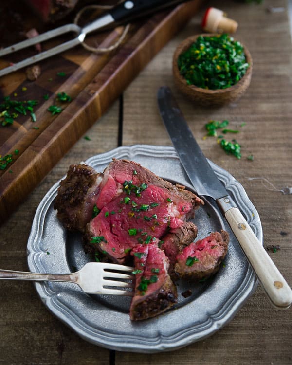 Balsamic dijon crusted beef tenderloin with Meyer lemon gremolata makes the perfect special dinner.