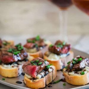 Blue cheese steak crostini.