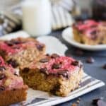 Strawberry yogurt chocolate chip snack cake.