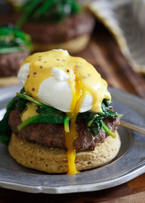 Open Faced Burger Eggs Benedict