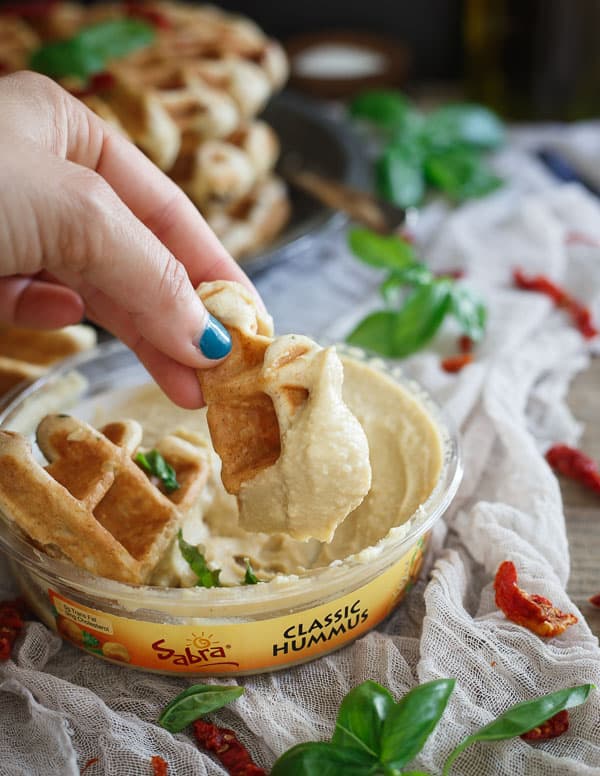 Sausage Hummus Waffles