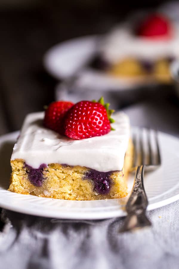 Red, White and Blueberry Paleo Poke Cake