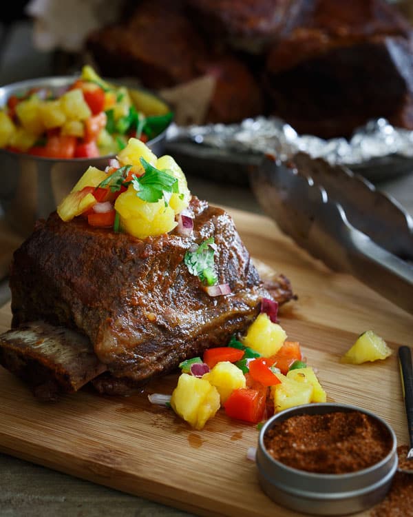 Grilled BBQ Short Ribs with Grilled Pineapple Salsa