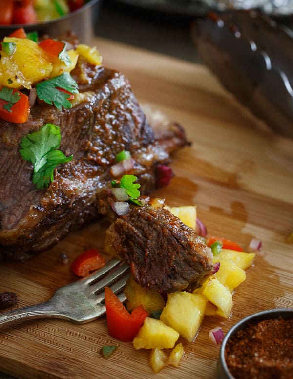 Grilled BBQ Short Ribs with Pineapple Salsa