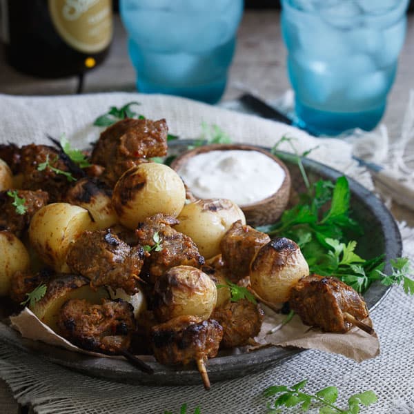 Indian yogurt steak kabobs