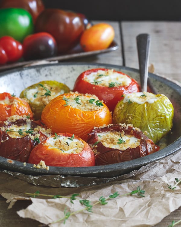 Goat Cheese Stuffed Heirloom Tomatoes