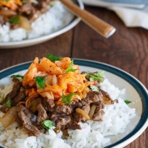 Bulgogi kimchi rice plate.