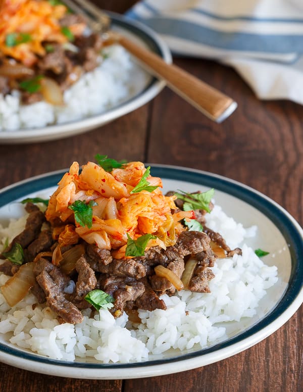 Bulgogi kimchi rice plate