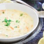 Turkey avgolemono orzo soup.